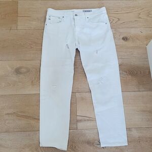 AG ex boyfriend slouchy slim ripped white jeans Size 31